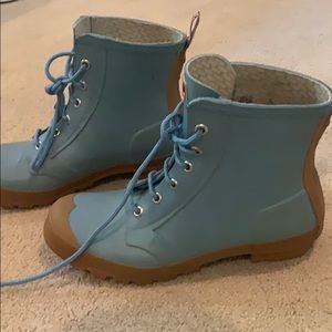 Blue hunter combat rain boots